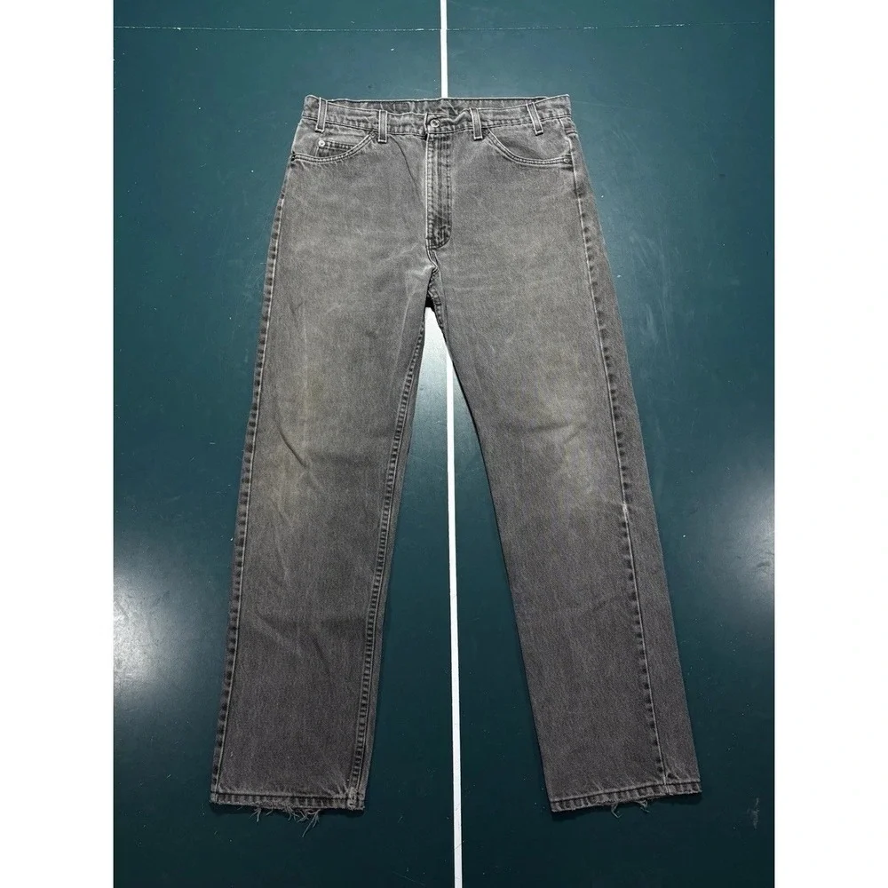 Vintage Levis 505 Orange Tab Jeans Men's 35x32 Faded Black Straight‎ Leg 90s USA